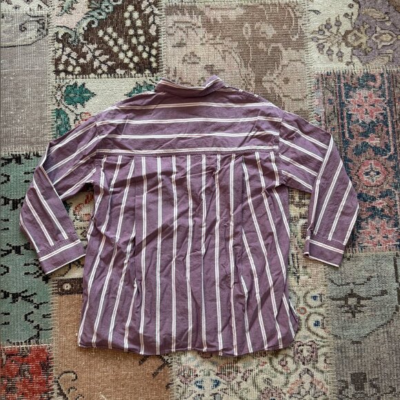 MADEWELL STRIPED POPLIN OVERSIZED SHIRT in IRIS BLOOM - Picture 8 of 9